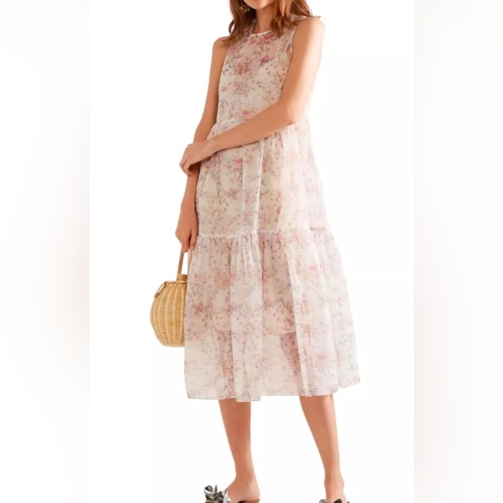 Ulla Johnson Sheer Floral Organza Midi Dress